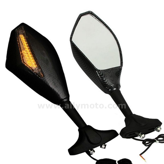 88 Universal Motorcycle Led Turn Signal Rearview Mirrors Atv Scooter Side Mirror Yamaha Suzuki Honda Ducati Kawasaki